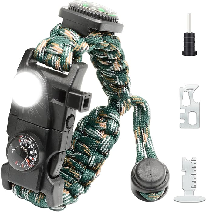 20 in 1 Survival Paracord Bracelet Adjustable Gear Kit by NVioAsport