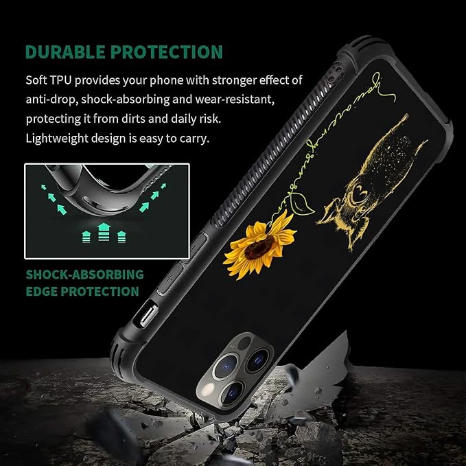 for iPhone 11 Pro Max Case, Pig Sunflower Yellow Sunshine Pattern Graphic - Image 7
