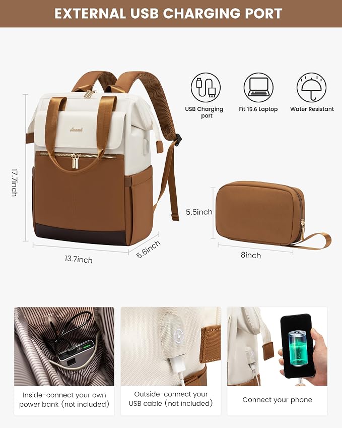 LOVEVOOK Laptop Backpack for Women, 15.6 Inch Work Laptop Bag - Image 4