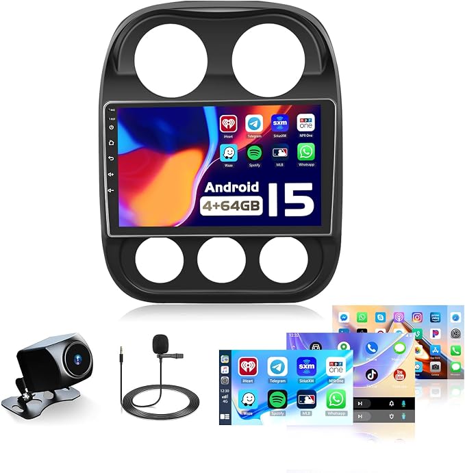 Car Radio for Jeep Compass Patriot 2010-2016, Android 15 Car Stereo Wireless by Roinvou
