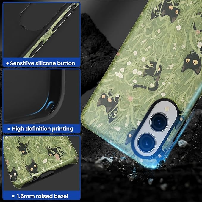 for Samsung Galaxy S25 Edge Case, HL2 Grass Cat Hybrid 2 Layer Hard Shell - Image 3