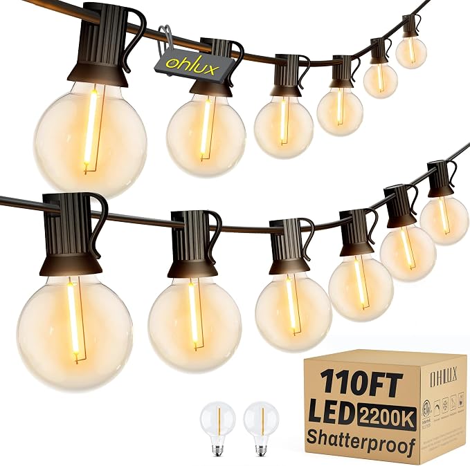 OHLUX Outdoor String Lights, 110FT Dimmable Patio Lights by OHLUX-YourIndoorOutdoorSpaceLightingPartner