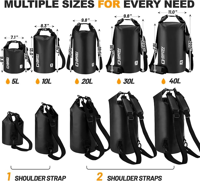 Waterproof Dry Bag, 5L/10L/20L/30L/40L Roll Top Lightweight Storage Backpack - Image 2