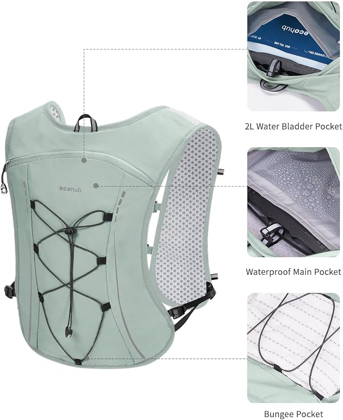 ECOHUB Running Hydration Vest Backpack, Lightweight Breathable Pack - Image 3
