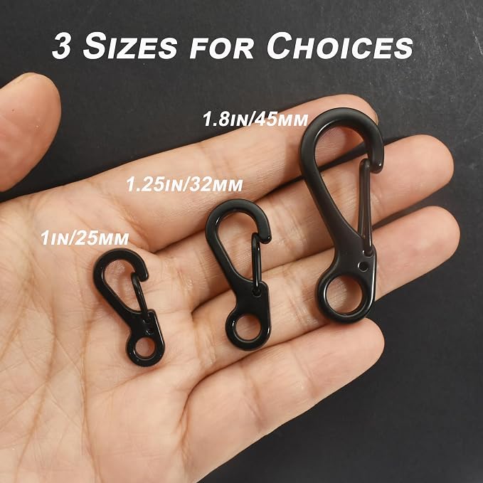 Mini Carabiner Clips with Metal Spring Wiregate Hook and Little Eye Hole - Image 3