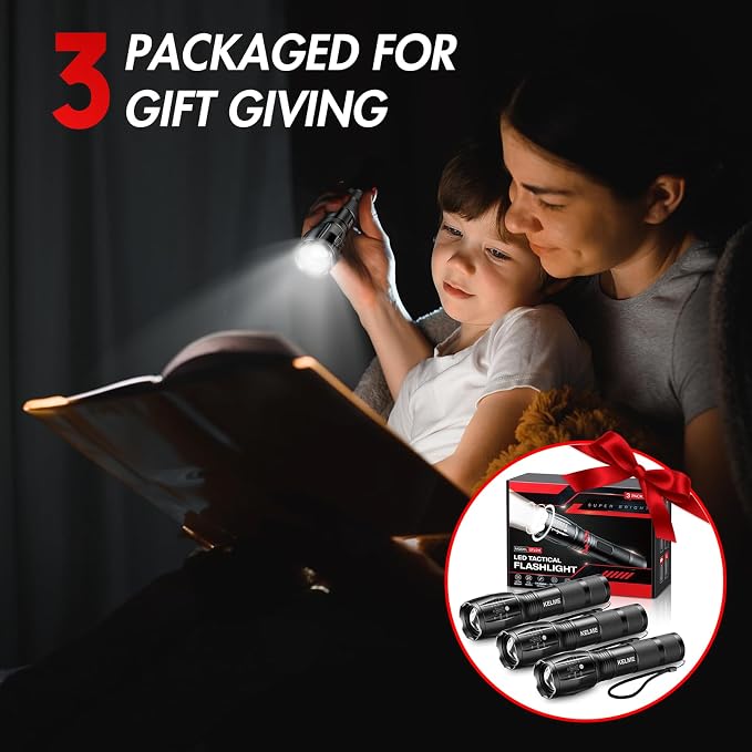 KELME 3 Pack Flashlights High Lumens, Powerful Tactical Flashlights - Image 8