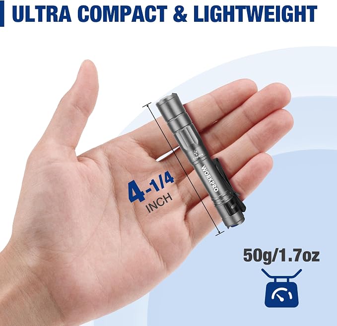 WORKPRO Rechargeable Pen Light, Mini Flashlight, 2 Pack Ultra-Compact EDC - Image 2