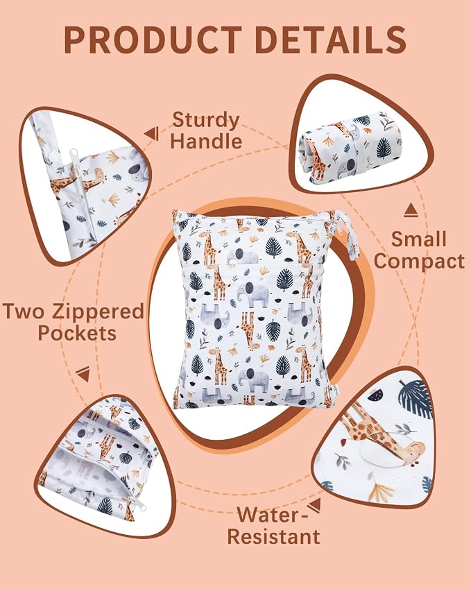 babygoal Animal Wet Dry Bags 3 Pack, Waterproof Travel Bags - Image 2