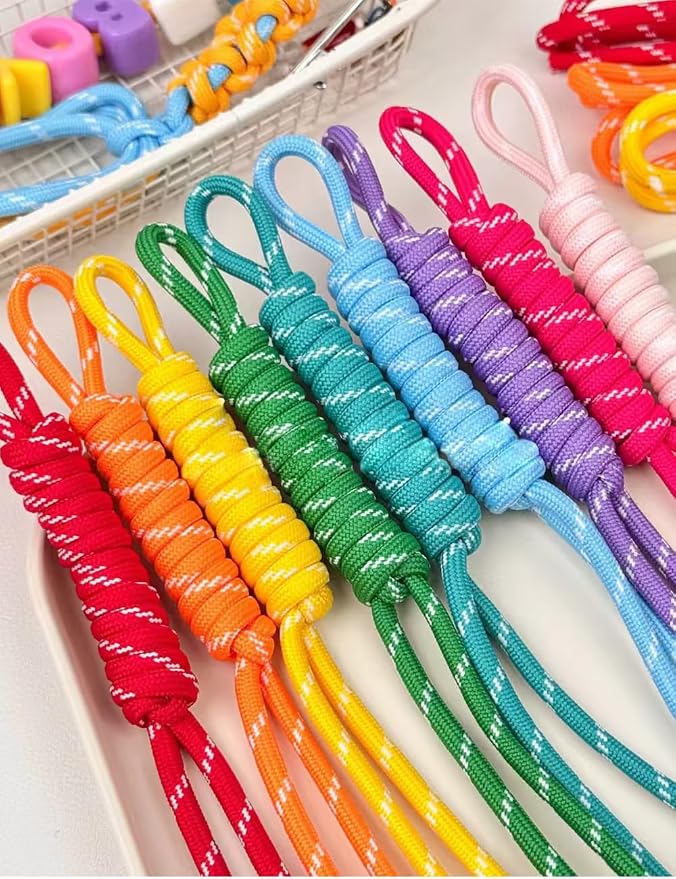 8/13/18/20/30 Pack Paracord Keychain Rope Bag Charms Colorful Braided Charms - Image 6