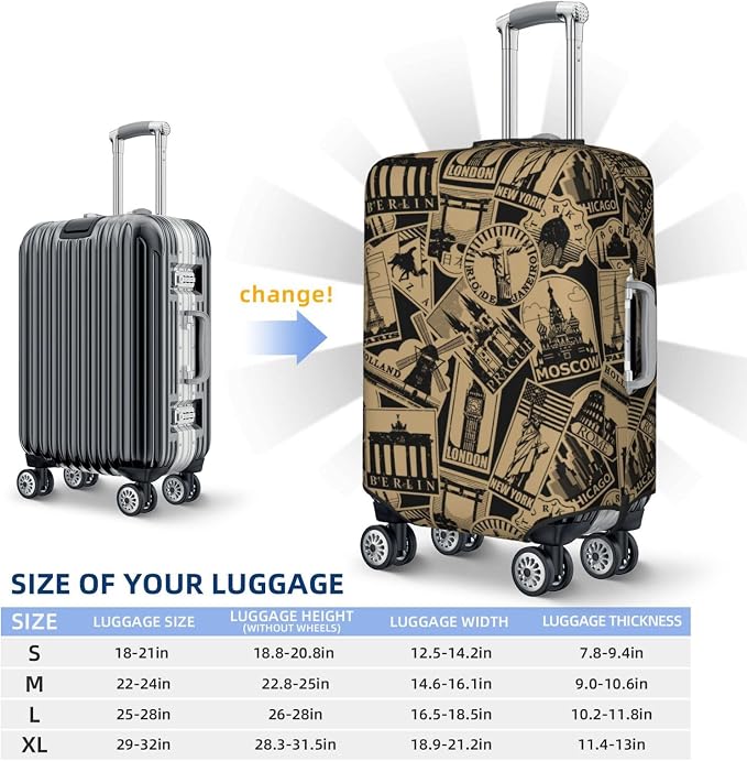 Travel Luggage Cover with World Famous Landmarks Print, Suitcase Protector - Image 6
