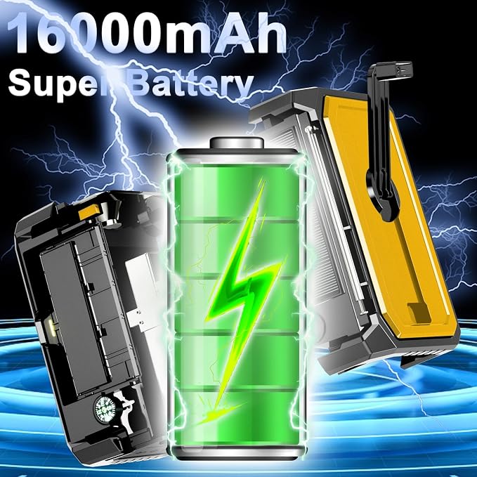16000mAh Hand Crank Emergency Weather Radio - Image 3