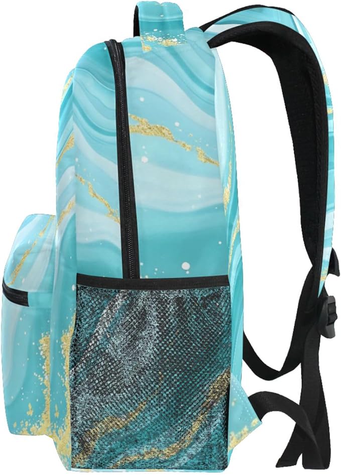 Wamika Turquoise Tie Dye Backpack Green Blue Marble School Backpacks Preschool - Image 2