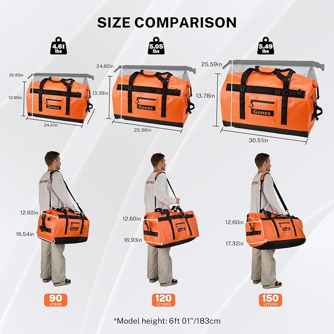 Gonex Waterproof Duffel Bag, 150L Heavy Duty Dry Duffle Bag - Image 2
