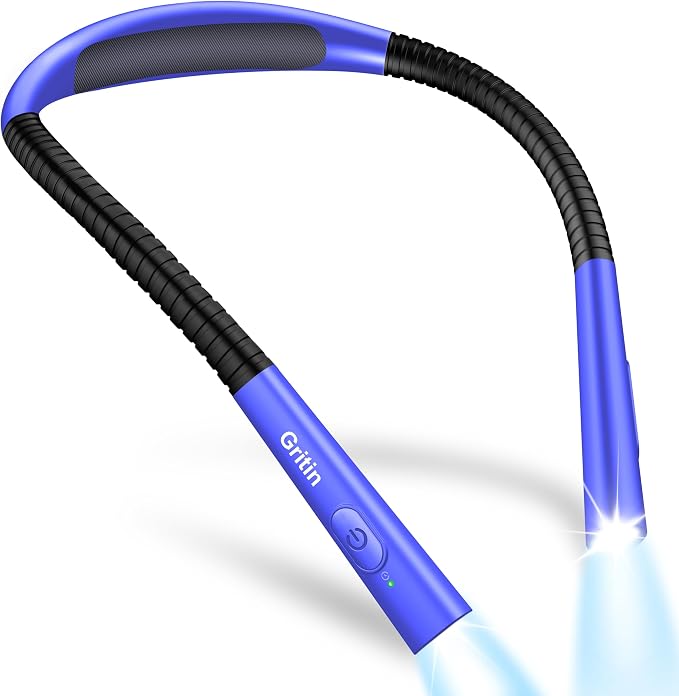 Gritin Book Light, Eye Caring 4-Color & 5-Brightness Neck Light Reading Light- by Gritin