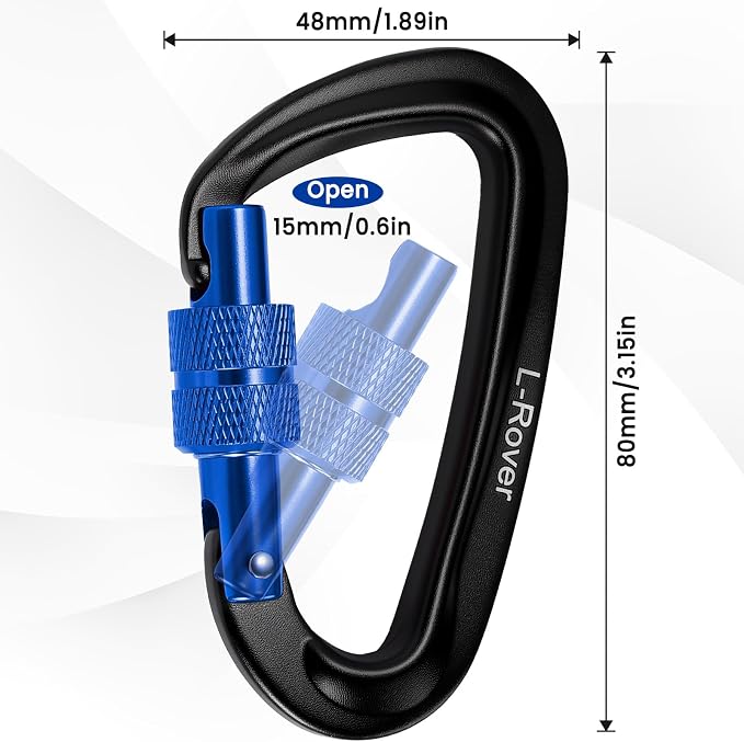 3 Heavy Duty Carabiner Clips 12kN-Lightweight Locking Carabiners - Image 3