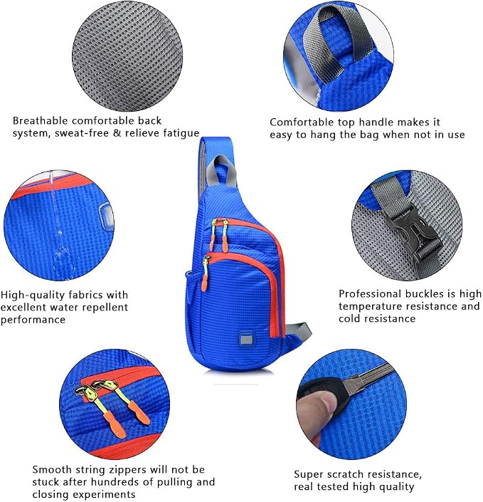 Peicees Small Sling Backpack Waterproof Unisex Shoulder Bag Chest Crossbody - Image 2