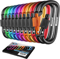 10 Pack Aluminum D Ring Key Rings Clips Locking Carabiner by Manesi