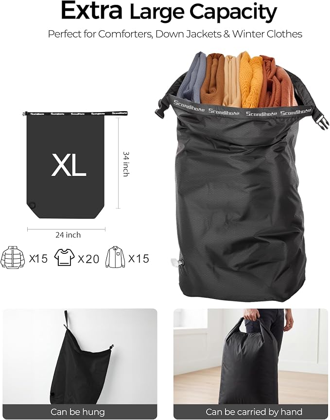 Travel Laundry Bag, Pump-Free Vacuum Compression Dirty Clothes Bag, Extra Large - Image 2