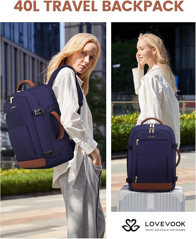LOVEVOOK Travel Backpack For Women Flight Approved, 50L Large Carry On Backpack - Image 9