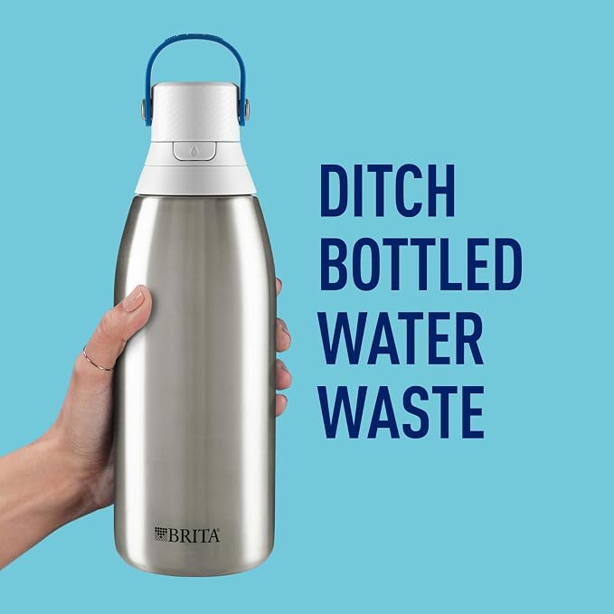 Brita Stainless Steel Premium Filtering Water Bottle, Replaces 300 Plastic - Image 5