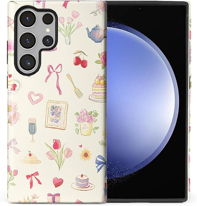 for Samsung Galaxy S24 Ultra Case, HL2 Aesthetic Bow Preppy Collage Hybrid 2 by Unknown