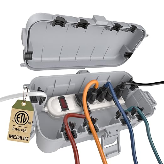 Flemoon Medium Outdoor Electrical Box, IP54 Waterproof Extension Cord Cover w/6 by FLEMOON