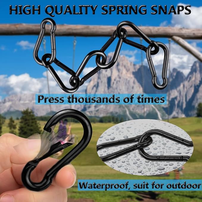 Black Carabiner Clip, Heavy Duty Spring Snap Hook Quick Link - Image 6
