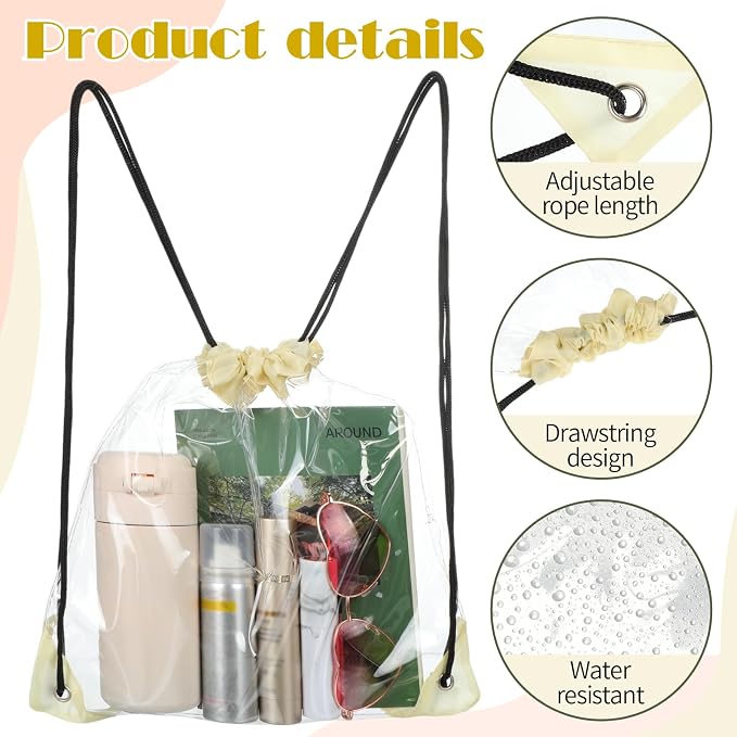 Shappy 30 Pcs Clear Drawstring Backpack, Plastic Waterproof Transparent Stadium - Image 3