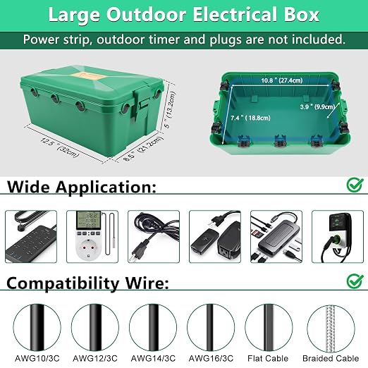 NineLeaf IP54 Waterproof Electrical Box, Outdoor Weatherproof Plug Cover - Image 5