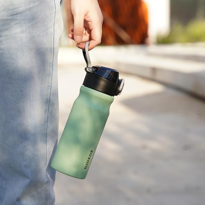 BJPKPK Water Bottle with Straw 18oz Insulated Water Bottles Reusable Stainless - Image 6