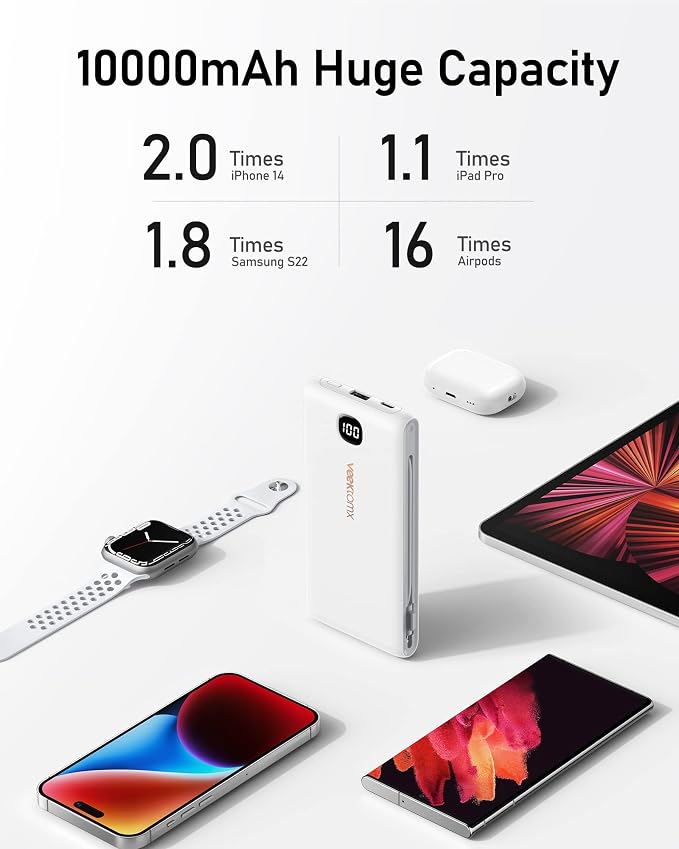VEEKTOMX Portable Charger with Built in Cables 10000mAh, Power Bank - Image 6