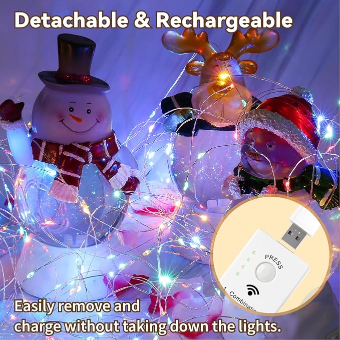 HXWEIYE Rechargeable Fairy Lights Battery Operated, DIY Timer & 8 Modes - Image 5
