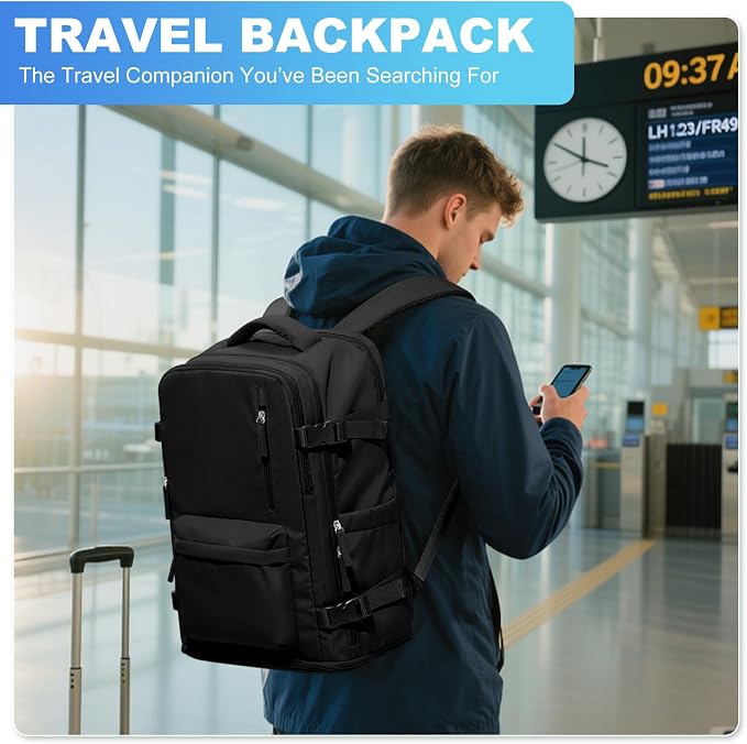 WONHOX Large Travel Backpack Carry on Flight Approved Laptop Work Business - Image 7