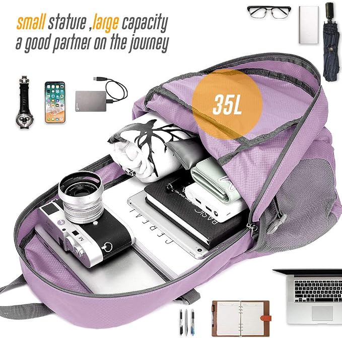 35L Lightweight Packable Backpack Waterproof Durable Hiking Travel Backpack - Image 7