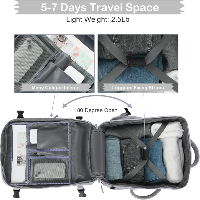 Hanples Large Travel Backpack for Women as Person Item Flight Approved - Image 5