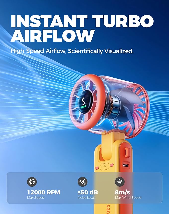 Diveblues Portable Handheld Turbo Fan, 5 Gear Wind, Battery Operated, 3 IN 1 - Image 8