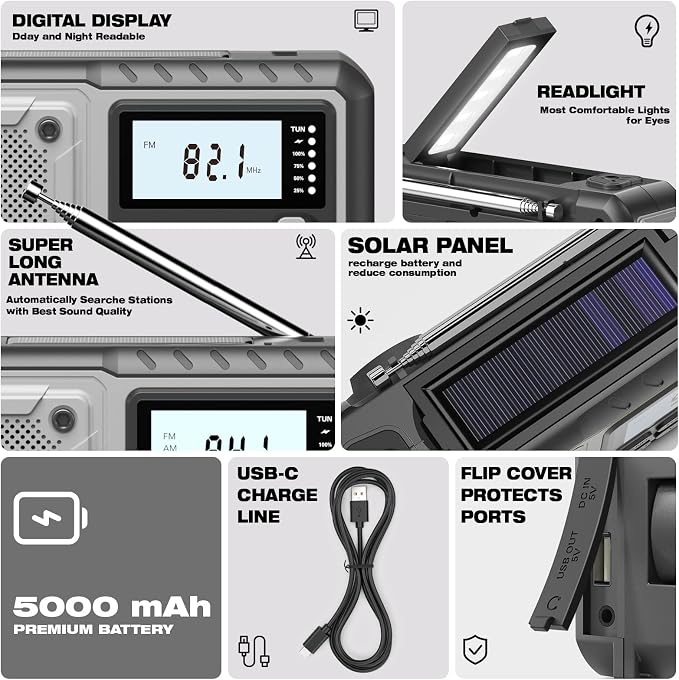 Emergency Weather Radio 5000mAh - Image 6