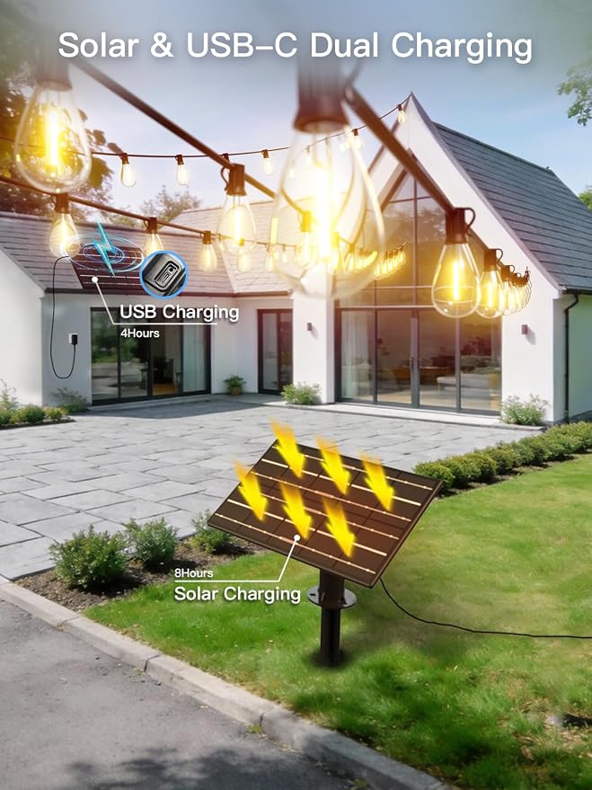 200FT Solar String Lights Outdoor Waterproof, 72+2 LED Solar Powered Lights - Image 5
