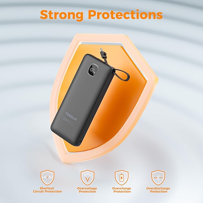 TESSAN Portable Charger with Built in Cables, 10000mAh Power Bank Fast Charging - Image 7