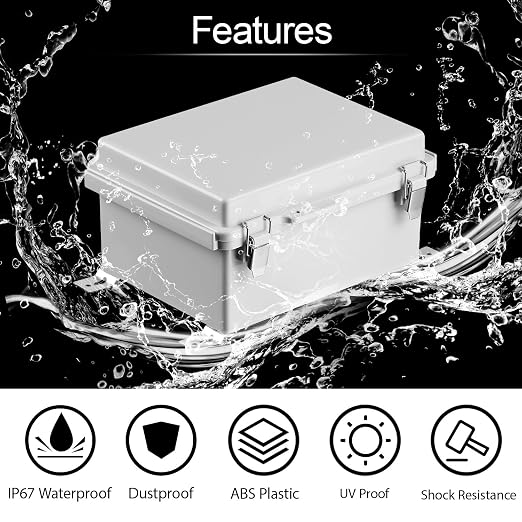 LeMotech Electrical Box, IP67 Waterproof Hinged Cover Stainless Steel Latch - Image 3