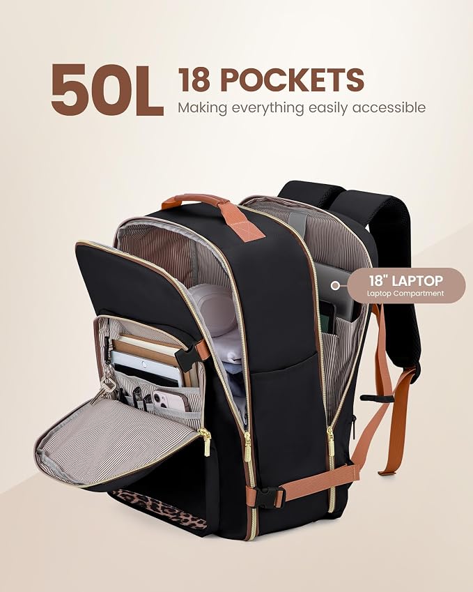 LOVEVOOK Travel Backpack for Women & Men 50L, Airline Approved Carry On - Image 3
