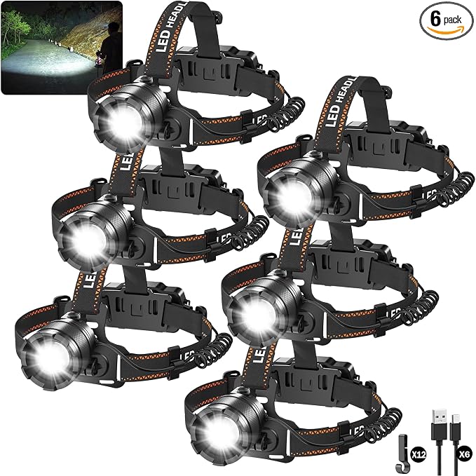 KYEKIO 6Pack Rechargeable Headlamps by KYEKIO