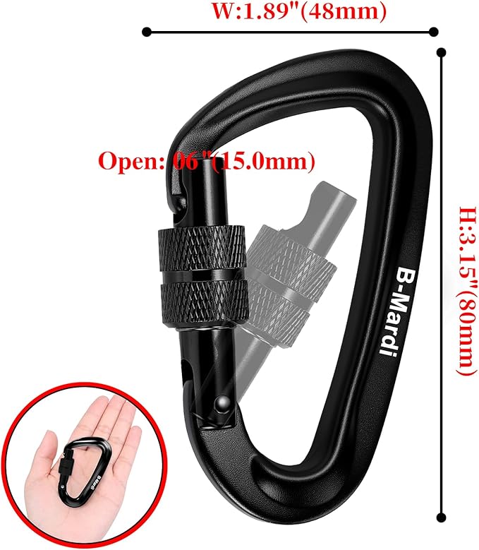 B-Mardi Carabiner Clips Heavy Duty 12kN-Lightweight Locking Carabiners - Image 2