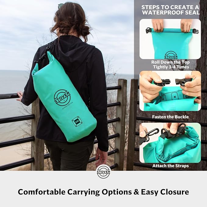 STOVER 5/10/25/30/40/55L Waterproof Dry Bag- Roll-Top Backpack w/Phone Case- - Image 5