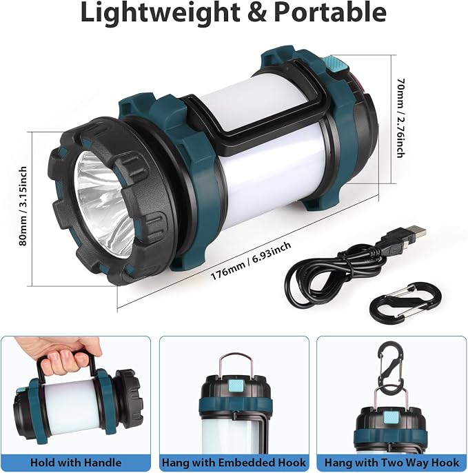 BOBKID 2 Pack Camping Lantern, Outdoor LED Camping Light, Rechargeable - Image 4