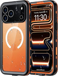 Red2Fire for iPhone 17 Pro Max Case Waterproof, Phone Case 6.9" Oragne/Clear by Red2Fire