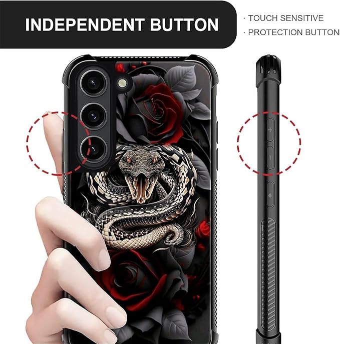 for Samsung Galaxy S23 Case, Entwined Rose Snake Pattern Graphic Design Girl - Image 6