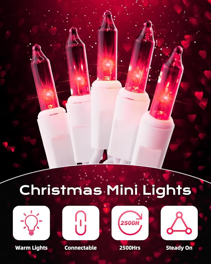 Brightown Pink Mini String Lights, 100-Count 26.5ft Incandescent Bulb - Image 7
