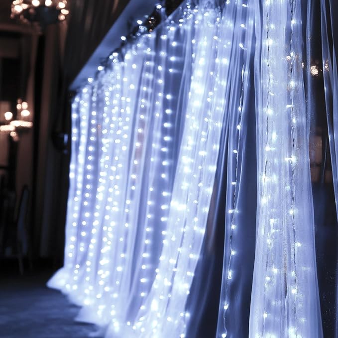 Dazzle Bright 300 LED Curtain String Lights, Christmas Fairy Lights - Image 7