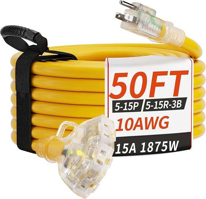 PlugSaf 50 FT 10 Gauge Outdoor Extension Cord by PlugSaf